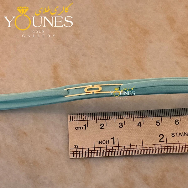 دستبند طلا زنانه چرم مستطیل مینیمال L446